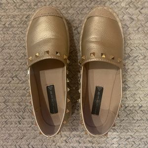 Gold Espadrilles with Studs, Steven by Steve Madden, Size 7